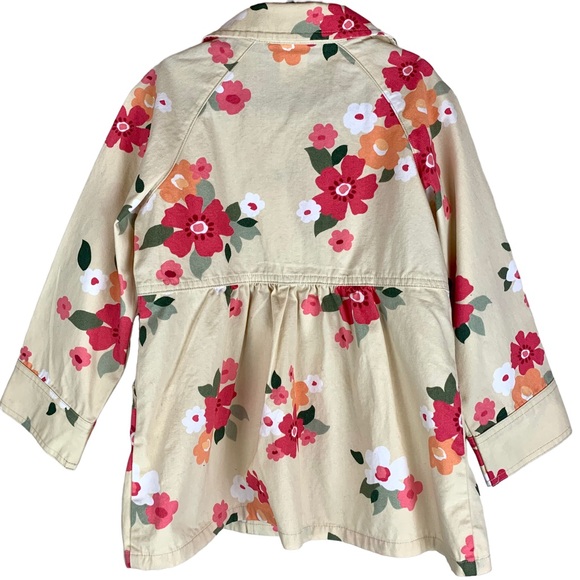 Gymboree Spring Floral Button Jacket Khaki Coral Pink New XS - Picture 12 of 12